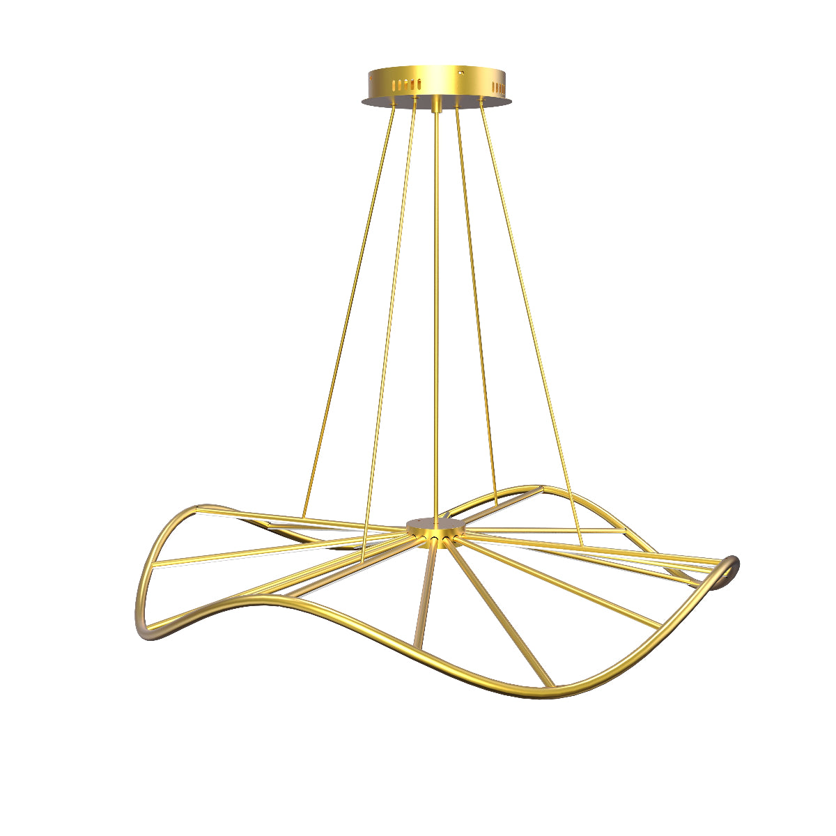 CGC PARAPLU 1 Wave 90cm Satin Gold LED Ceiling Pendant Light Chandelier