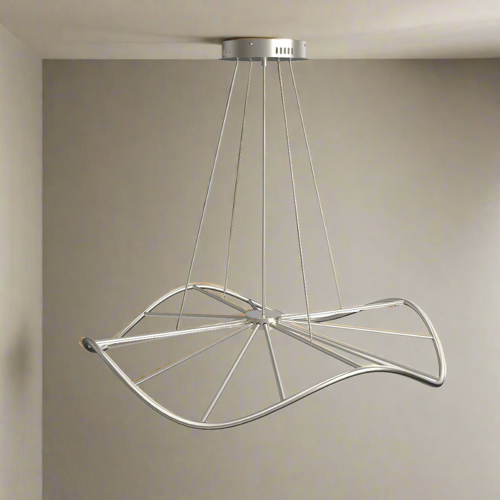 CGC PARAPLU 1 Wave 60cm Satin Nickel LED Ceiling Pendant Light Chandelier