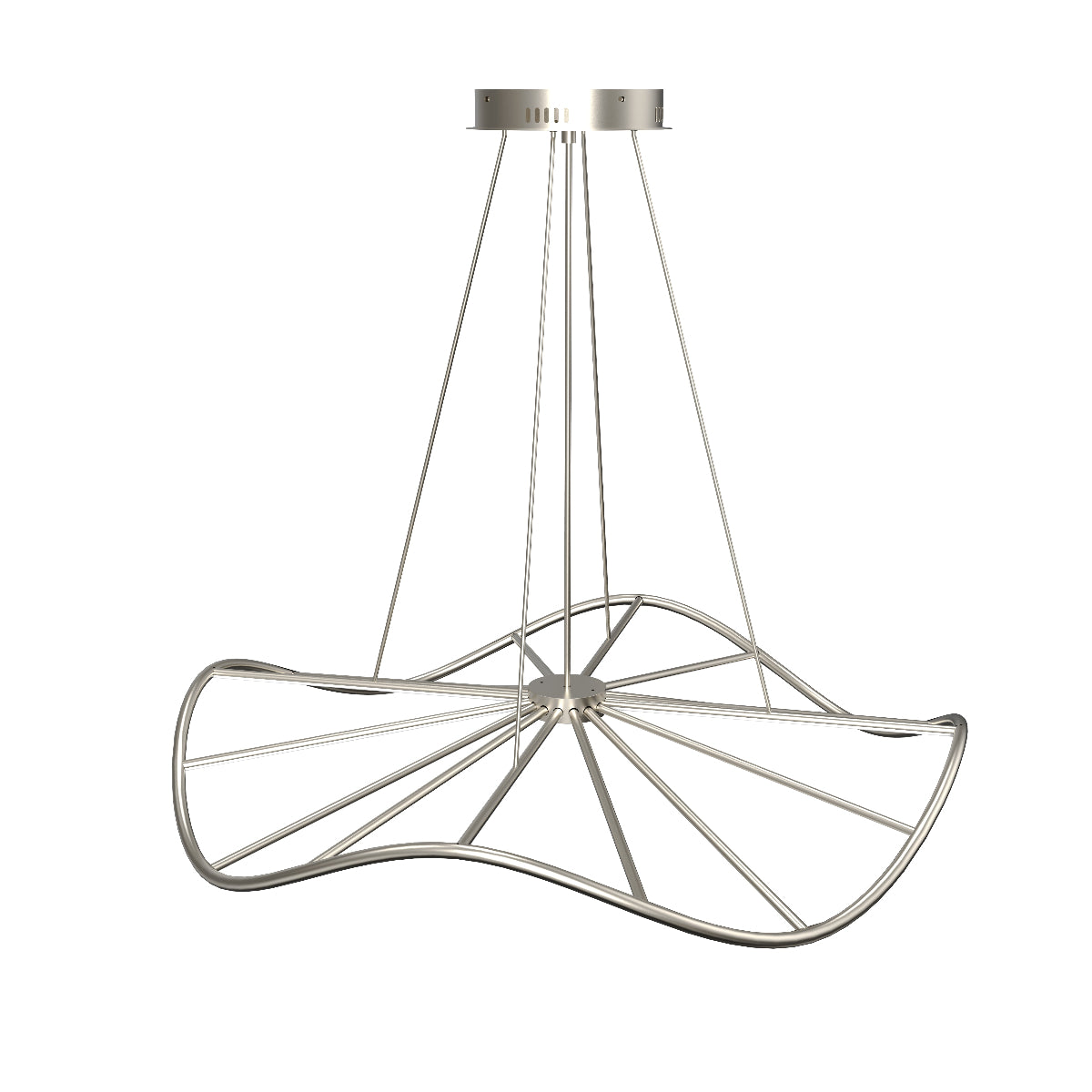 CGC PARAPLU 1 Wave 90cm Satin Nickel LED Ceiling Pendant Light Chandelier