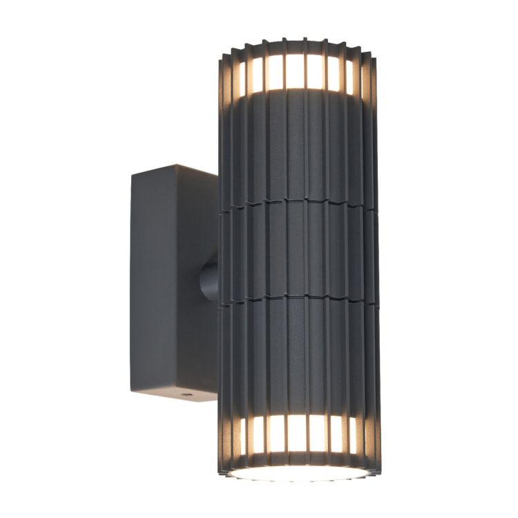 CGC LILLY Anthracite Dark Grey Ribbed GU10 Up & Down Outdoor Wall Light IP65