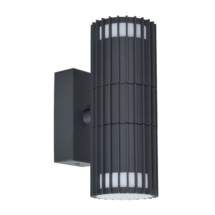 CGC LILLY Anthracite Dark Grey Ribbed GU10 Up & Down Outdoor Wall Light IP65