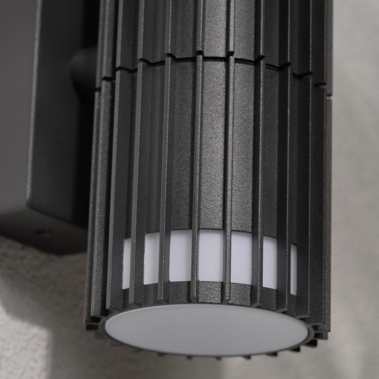 CGC LILLY Anthracite Dark Grey Ribbed GU10 Up & Down Outdoor Wall Light IP65