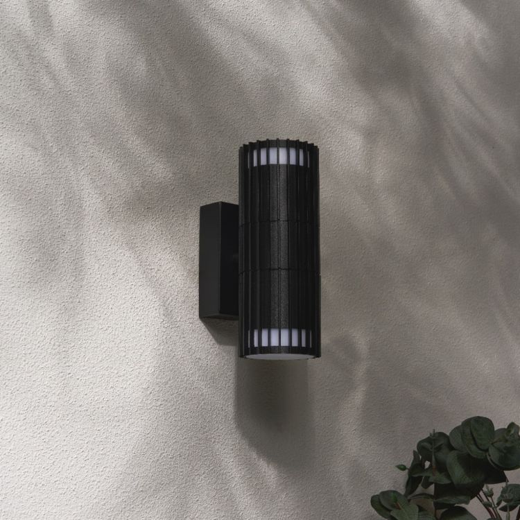 CGC LILLY Black Ribbed GU10 Up & Down Outdoor Wall Light IP65