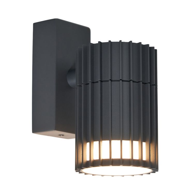 CGC LILLY Anthracite Dark Grey Ribbed GU10 Down Outdoor Wall Light IP65