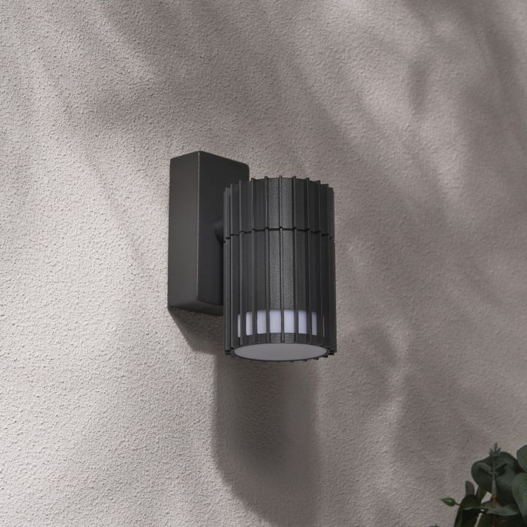 CGC LILLY Anthracite Dark Grey Ribbed GU10 Down Outdoor Wall Light IP65