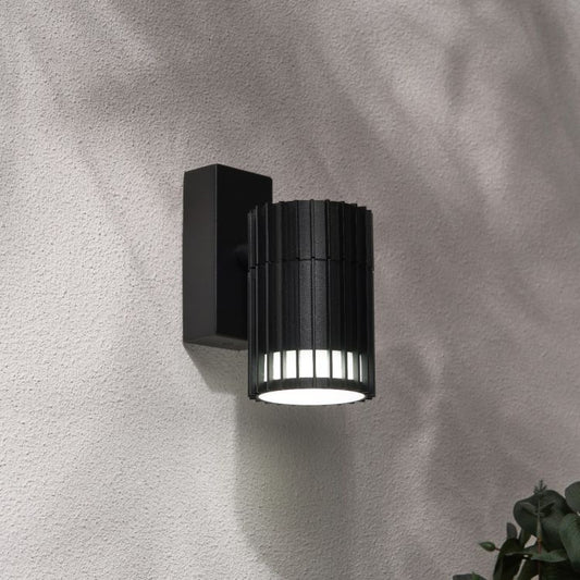 CGC LILLY Black Ribbed Down Outdoor Wall Light IP65