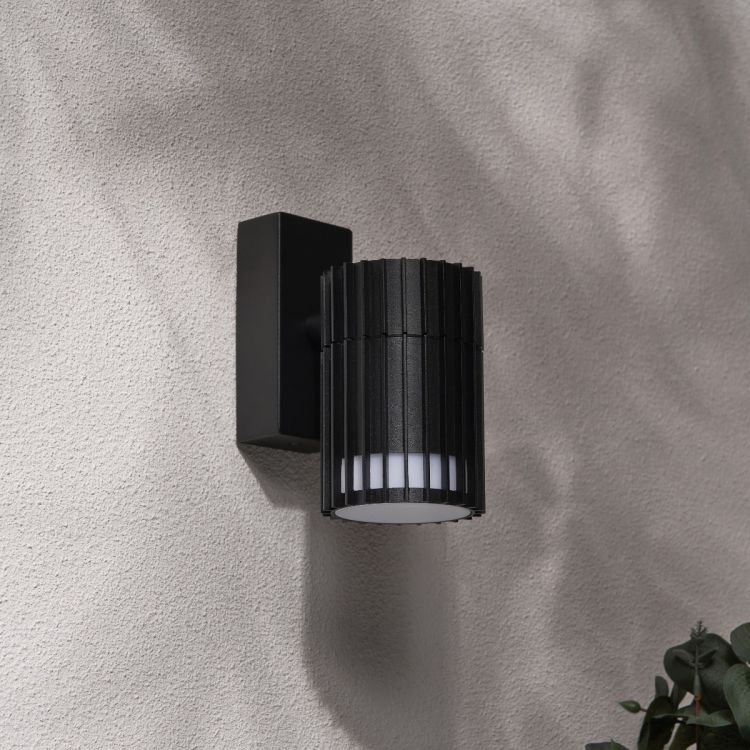 CGC LILLY Black Ribbed Down Outdoor Wall Light IP65