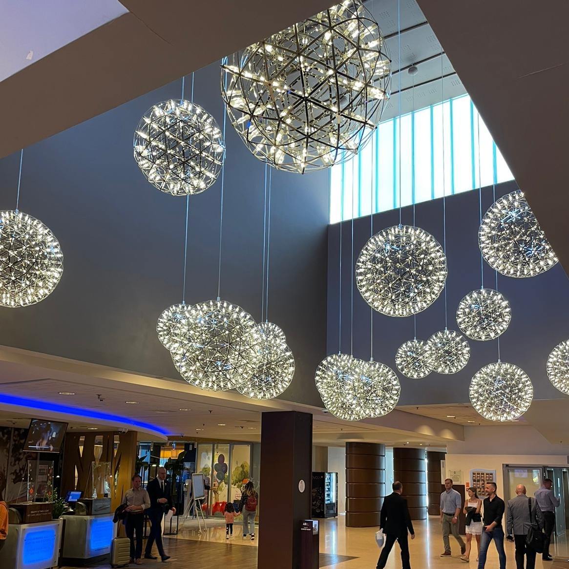 Our striking 80cm XXL large silver starburst light is the perfect way to make a statement with your interiors. It is inspired by elements of the night sky, comprising of a delicately crafted stainless steel round spherical shape and perfectly finished in LED lights