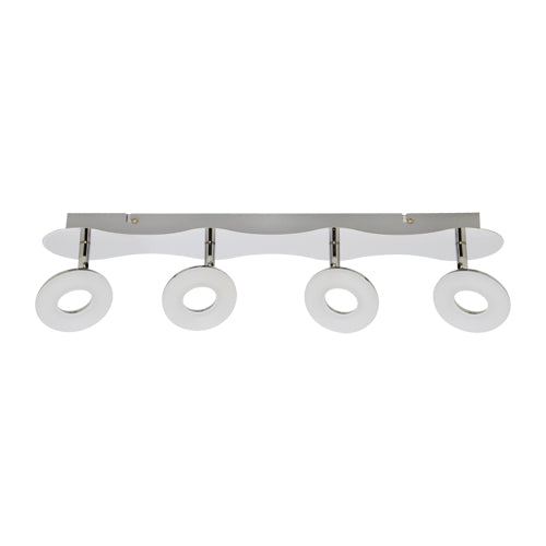 Bring some contemporary style to your living space with our AVA four spot light bar fitting ceiling light. The minimal design will work well with all kinds of decor. The exterior has a luxury chrome finish. Each light can be angled individually to help you achieve the perfect lighting for your space.   