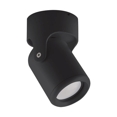 The black LED Fran spot light consists of a cylindrical spotlight, which can be tilted and adjusted on its own axis. The spotlight is attached to a circular base, which makes it equally suitable for mounting on walls and ceilings. Made of an aluminum body and powder coated black, this ceiling spot light design fits well into different spaces. Whether functional office or cosy home