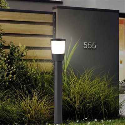 This outdoor post creates a subtle glazed light to brighten your outdoor areas. It stands on a solid base and is dark grey to give the item a classic look. It is perfect for adding brightness to front gardens, driveways and paths. LED's use up to 75% less energy and last up to 20 times longer than incandescent bulbs. This item is IP44 rated and fully splash proof to protect against the elements.