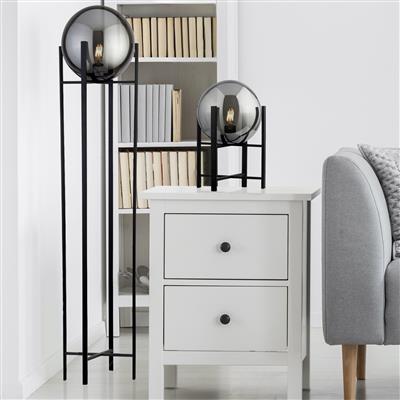 CGC AMSTERDAM Floor Lamp - Black Metal & Smoked Glass