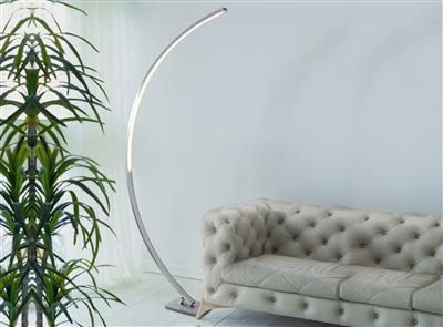 CGC COLTON LED Curved Floor Lamp - Satin Silver & Opal
