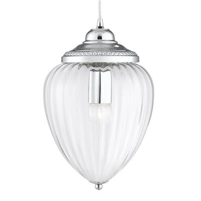 CGC MOSCOW Ceiling Pendant - Chrome & Clear Ribbed Glass