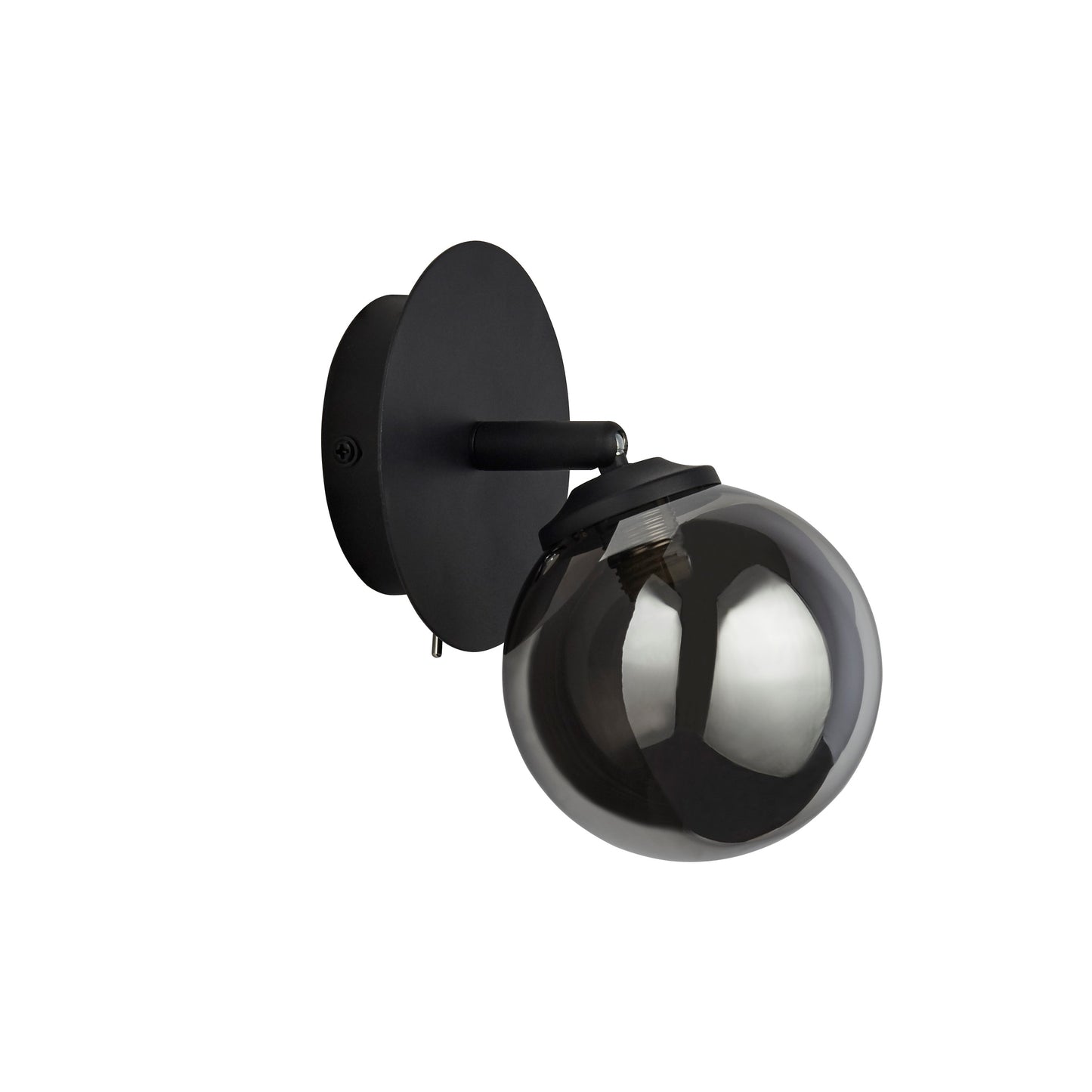 CGC BRITTANY Black Wall Light with Black Smoked Globe Shade