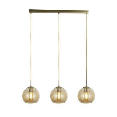 CGC BALLS Brass & Amber Glass Bar Ceiling Pendant Light
