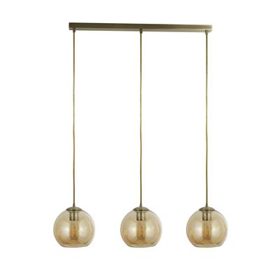 CGC BALLS Brass & Amber Glass Bar Ceiling Pendant Light