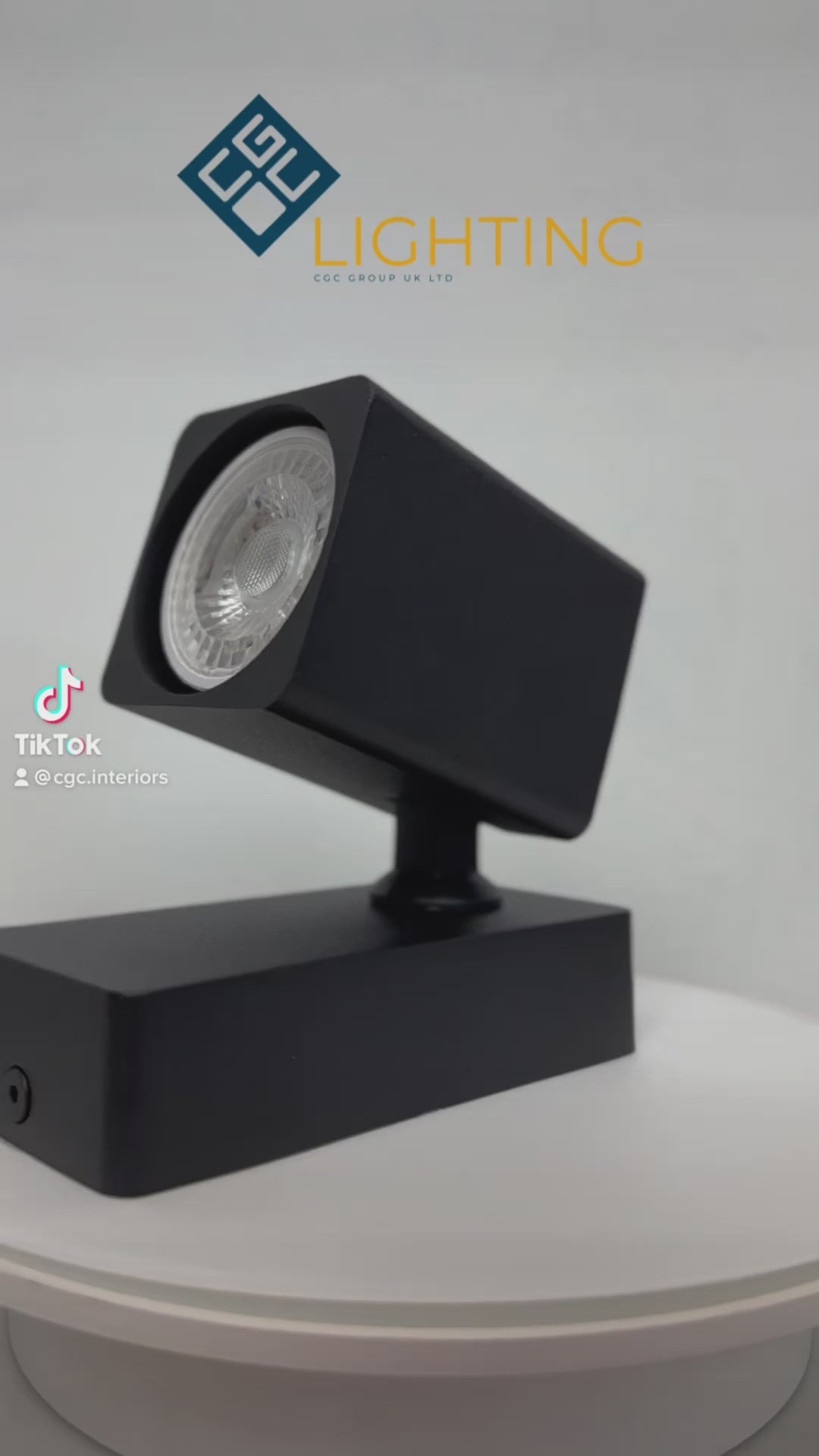 Load video: CGC ROSA Black Square Spotlight With Adjustable Head