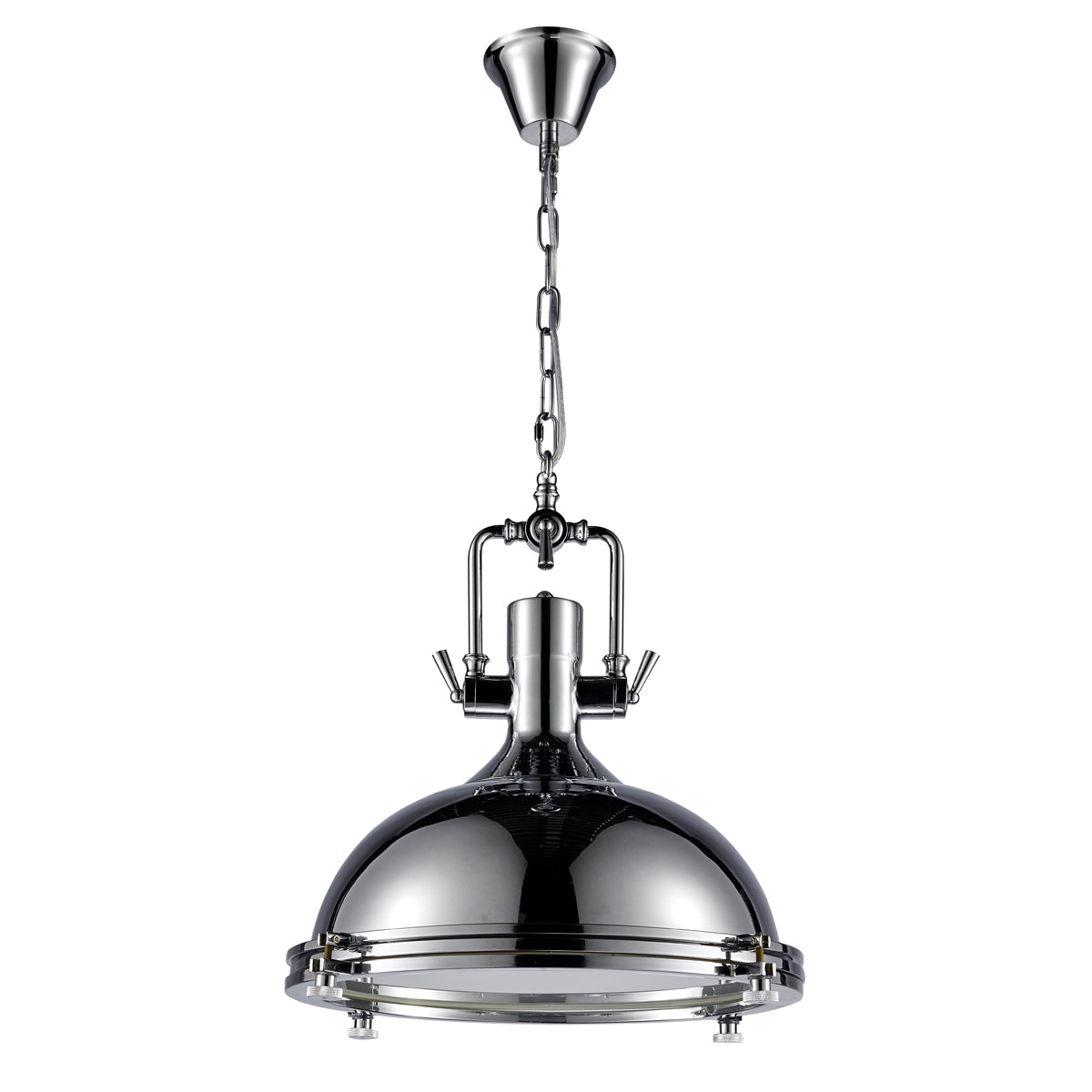 CGC PORCHE Extra Large Industrial Polished Chrome Pendant Downlight
