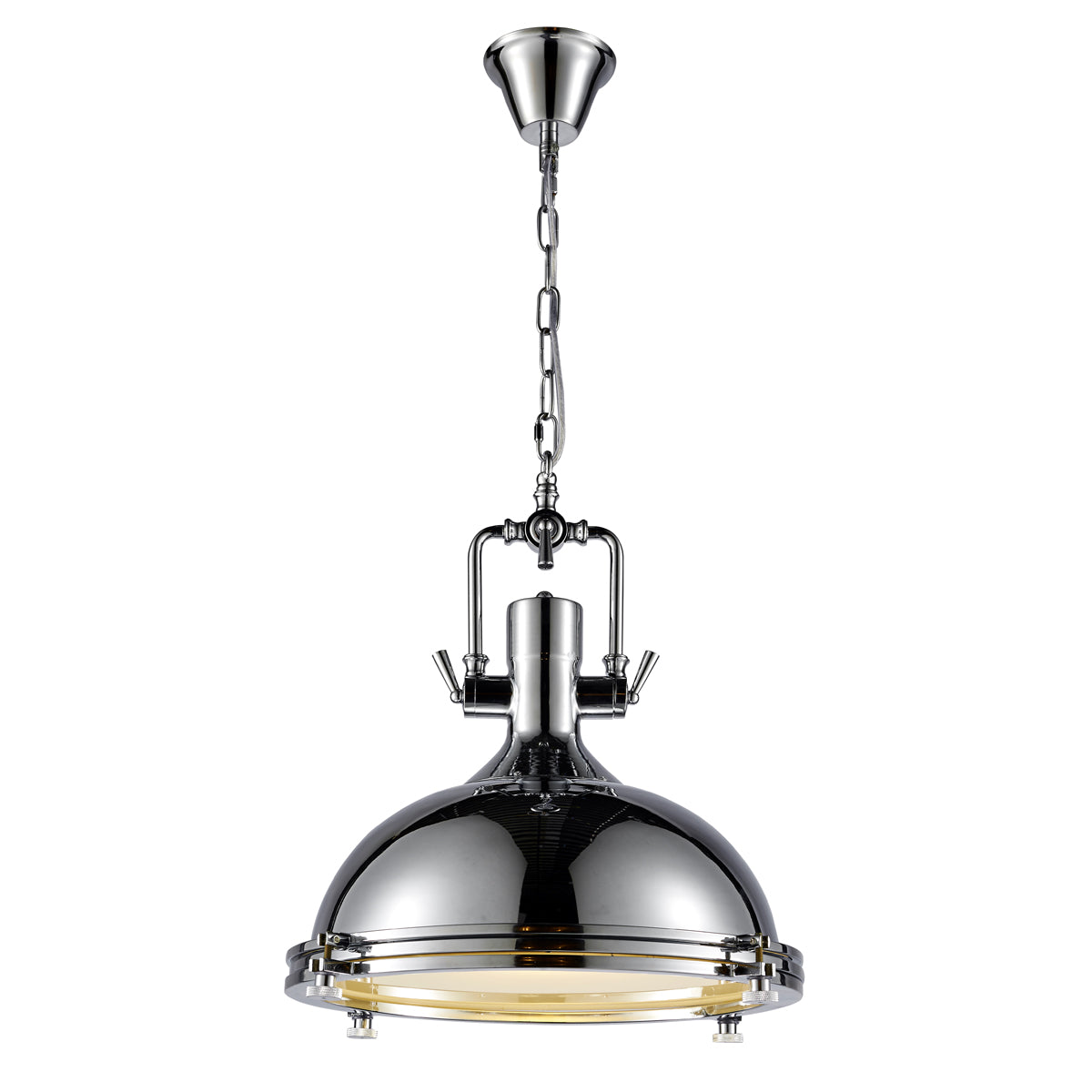 CGC PORCHE Extra Large Industrial Polished Chrome Pendant Downlight