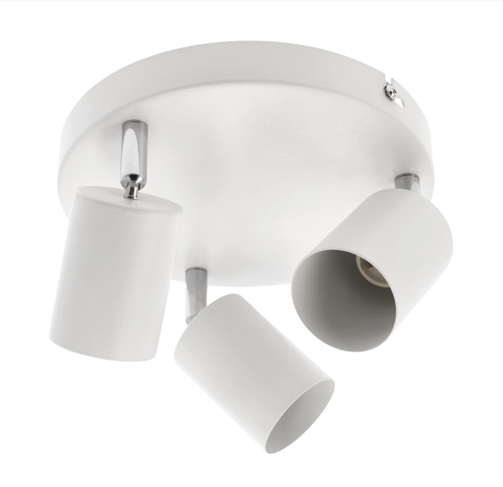 Light up your room with our Jack 3 Light Spotlight Plate, with 3 adjustable light heads allowing you to efficiently provide your space with personalised task lighting to resolve all your lighting needs. Finished in white, this retro inspired ceiling light adds a warm touch of colour to your room, creating the perfect accent lighting feature