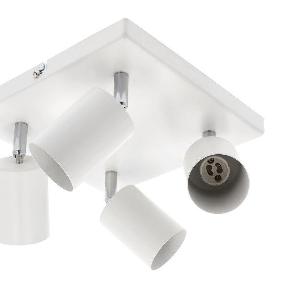 Light up your room with our Jack 4 Light Spotlight Plate, with 4 adjustable light heads allowing you to efficiently provide your space with personalised task lighting to resolve all your lighting needs. Finished in white, this retro inspired ceiling light adds a warm touch of colour to your room, creating the perfect accent lighting feature