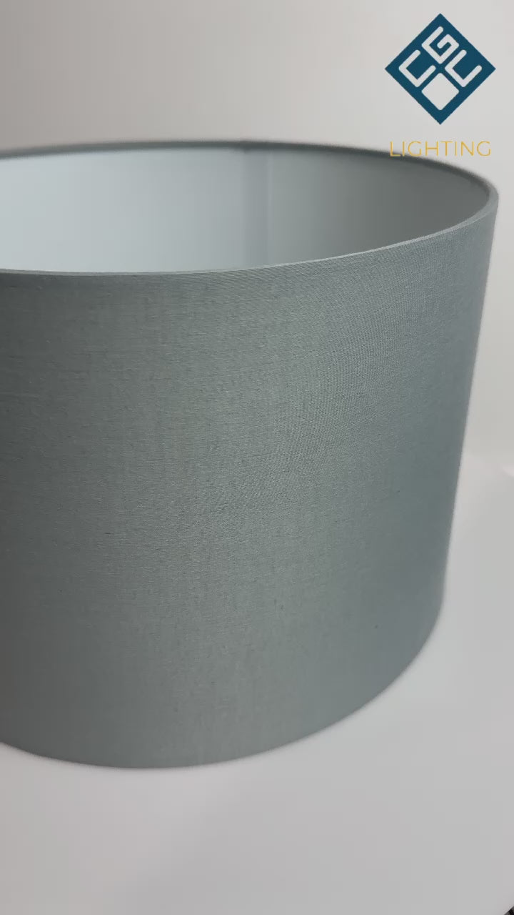 Load video: CGC LUCIA Grey Fabric Ceiling Lamp Shade With Frosted Diffuser