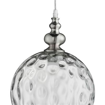 CGC INDIANA Ceiling Pendant - Satin Silver & Clear Glass