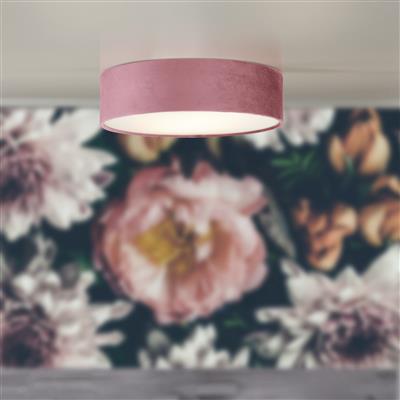 CGC DRUM Pink Velvet Shade Flush Ceiling Light