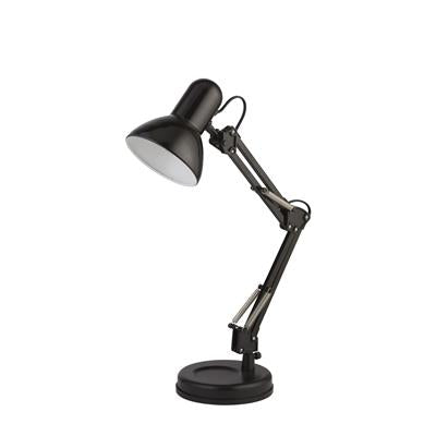 This retro, angled Hobby table lamp is styled on an iconic design and powder-coated in a shiny black colour. The hinged base, central column and cylindrical shade are fully adjustable, enabling you to direct the light just where it is needed. Ideal for use in a study room or a children's bedroom, contemporary desk lamps don't get more desirable.