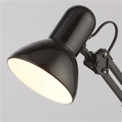 This retro, angled Hobby table lamp is styled on an iconic design and powder-coated in a shiny black colour. The hinged base, central column and cylindrical shade are fully adjustable, enabling you to direct the light just where it is needed. Ideal for use in a study room or a children's bedroom, contemporary desk lamps don't get more desirable.