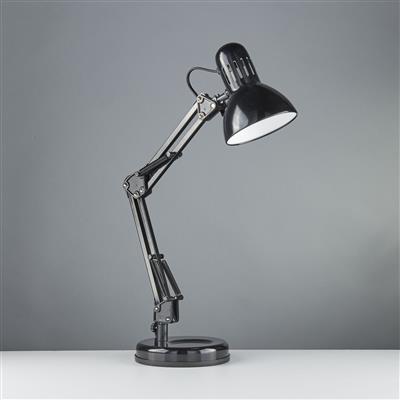 This retro, angled Hobby table lamp is styled on an iconic design and powder-coated in a shiny black colour. The hinged base, central column and cylindrical shade are fully adjustable, enabling you to direct the light just where it is needed. Ideal for use in a study room or a children's bedroom, contemporary desk lamps don't get more desirable.