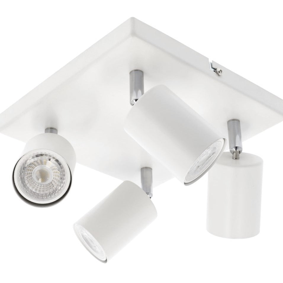 Light up your room with our Jack 4 Light Spotlight Plate, with 4 adjustable light heads allowing you to efficiently provide your space with personalised task lighting to resolve all your lighting needs. Finished in white, this retro inspired ceiling light adds a warm touch of colour to your room, creating the perfect accent lighting feature