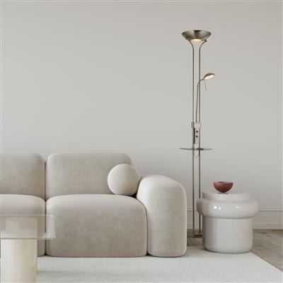 With 2 dimmable mother lamps and a built in wireless telephone charging point, the Wireless floor lamp is perfect for the modern home. Its sleek satin nickel finish makes this lamp fashionable as well as highly functional. LED's use up to 75% less energy and last up to 20 times longer than incandescent bulbs.