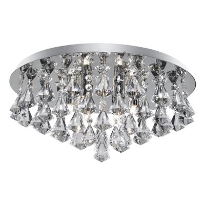 CGC HANNA Chrome & Clear Crystal Flush Ceiling Light