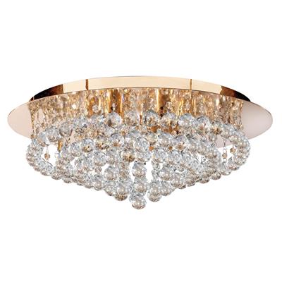 CGC HANNA Gold & Clear Crystal Flush Ceiling Light