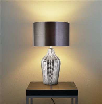 CGC CHEVRON Table Lamp - Smoked Ribbed Glass with Grey Shade