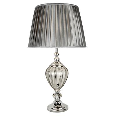 CGC GREYSON Table Lamp - Clear Glass & Pewter Pleated Shade