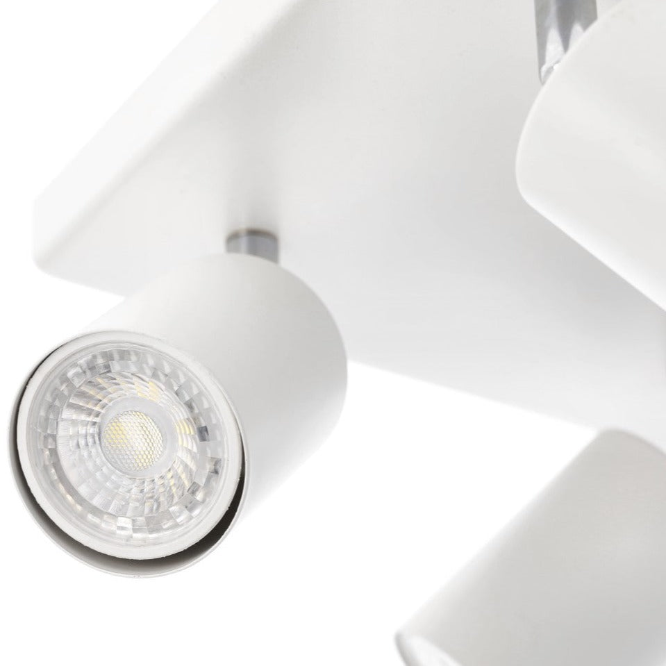 Light up your room with our Jack 4 Light Spotlight Plate, with 4 adjustable light heads allowing you to efficiently provide your space with personalised task lighting to resolve all your lighting needs. Finished in white, this retro inspired ceiling light adds a warm touch of colour to your room, creating the perfect accent lighting feature