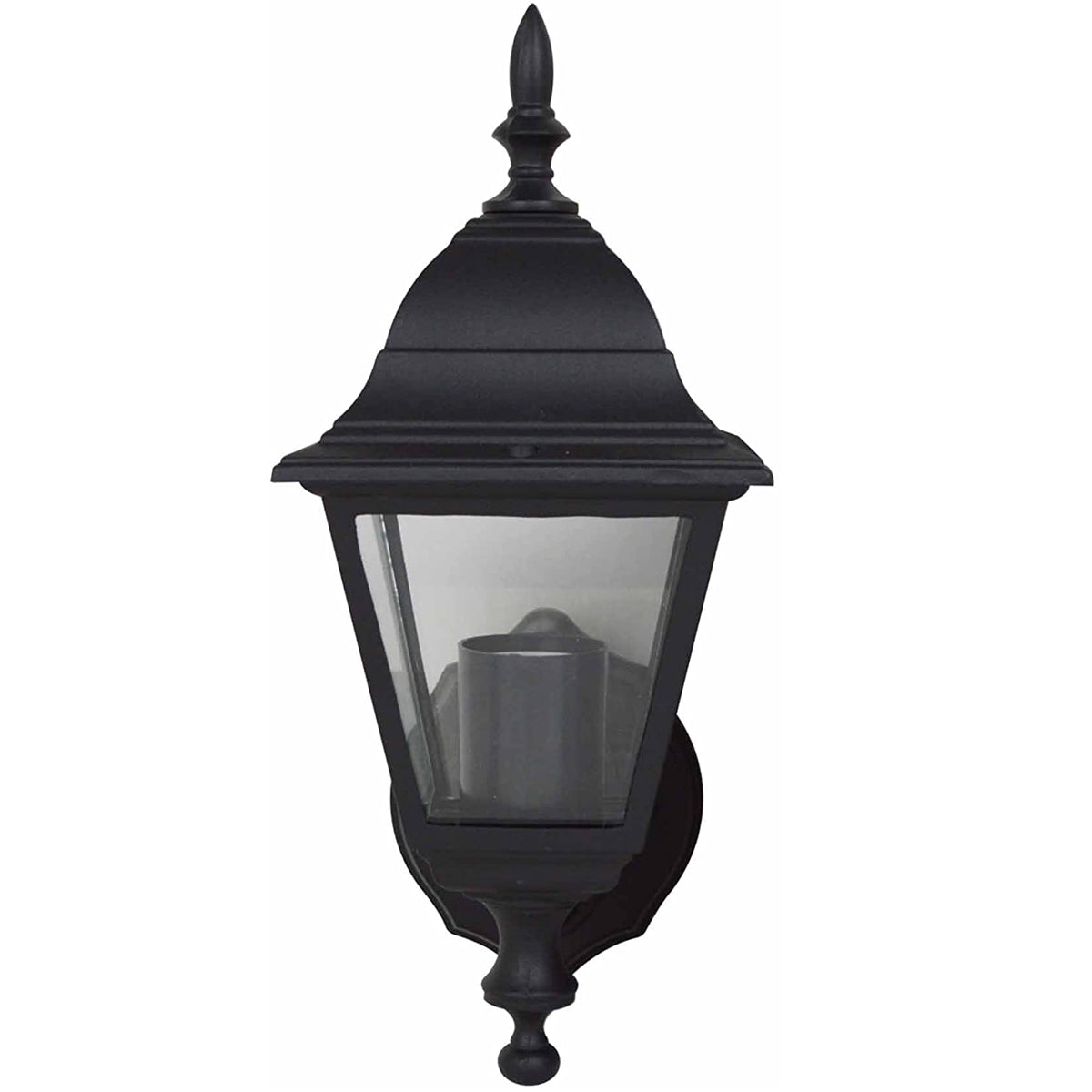 Our traditional front-door lantern in the form of our Erica Wall Light has the look of the traditional coach with the design to last. Made from durable rust proof aluminum and die cast body in matt black and constructed with fitted glass windows to show the bulb this is sure to add an statement to any wall 