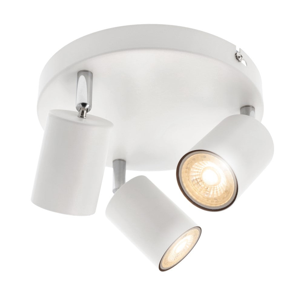 Light up your room with our Jack 3 Light Spotlight Plate, with 3 adjustable light heads allowing you to efficiently provide your space with personalised task lighting to resolve all your lighting needs. Finished in white, this retro inspired ceiling light adds a warm touch of colour to your room, creating the perfect accent lighting feature