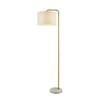 CGC GALLOW Floor Lamp - Gold Metal, Marble Base & Fabric Shade