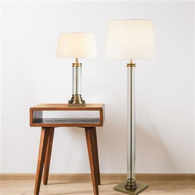 CGC PED Table Lamp - Glass, Antique Brass & Cream Shade