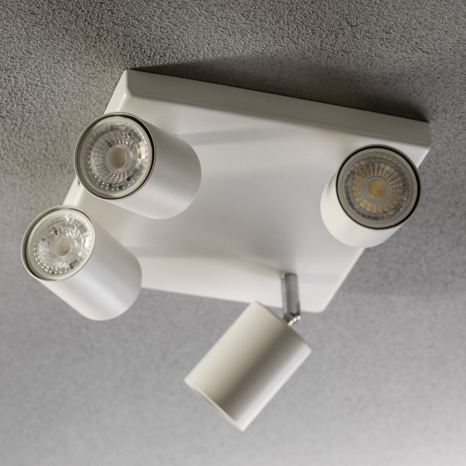 Light up your room with our Jack 4 Light Spotlight Plate, with 4 adjustable light heads allowing you to efficiently provide your space with personalised task lighting to resolve all your lighting needs. Finished in white, this retro inspired ceiling light adds a warm touch of colour to your room, creating the perfect accent lighting feature
