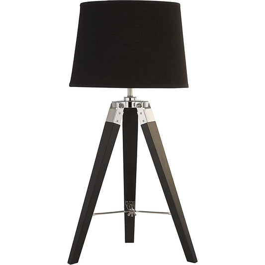 CGC NAVE Black and Silver Tripod Table Lamp with Tapered Black Shade