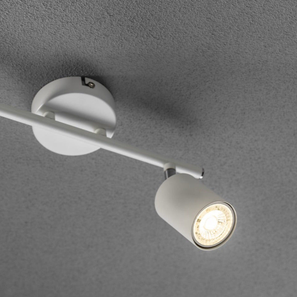 Our Jack 2 Light Spotlight Bar is the perfect addition to your interior lighting arrangements, finished in white it's perfect for adding a sleek lighting design to your room. The modern design features 2 adjustable light heads perfect for lighting your kitchen – ensuring all spaces are efficiently illuminated with a practical task light that can be adjusted to your needs.