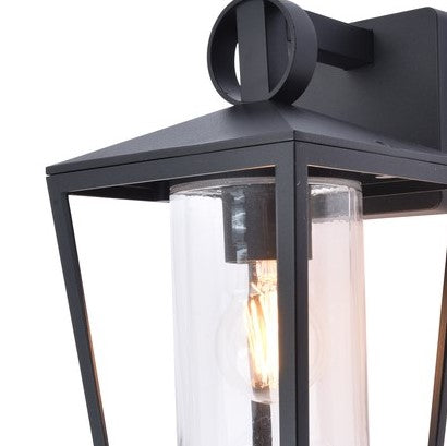 A modern take on a traditional design outdoor wall light perfect for adding style and security The traditional front-door lantern has had a modern make over in the form of our Myla  wall light with its combination of a cylinder glass diffuser and black heavy duty aluminum this is sure to add an statement to any wall