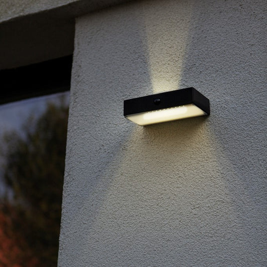 CGC FRANCIS Slim Black Solar LED Outdoor Wall Light with PIR Motion Sensor