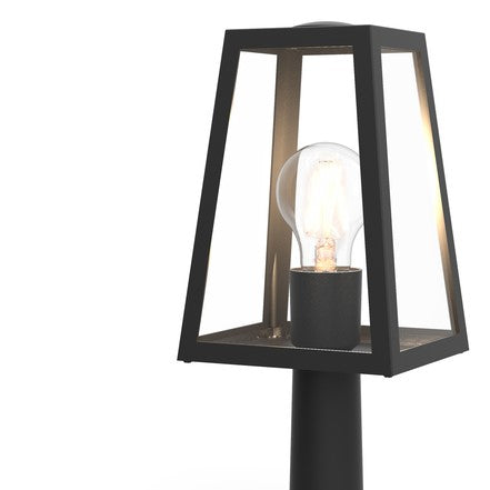 Our Louie lantern delivers on style and durability and is a smart choice for your exterior lighting. With its black matt heavy duty aluminum construction and glass panes, this post light is hardwearing and weatherproof.  For sophisticated yet robust outdoor lighting, our Louie black outdoor modern lantern post light is a strong contender.