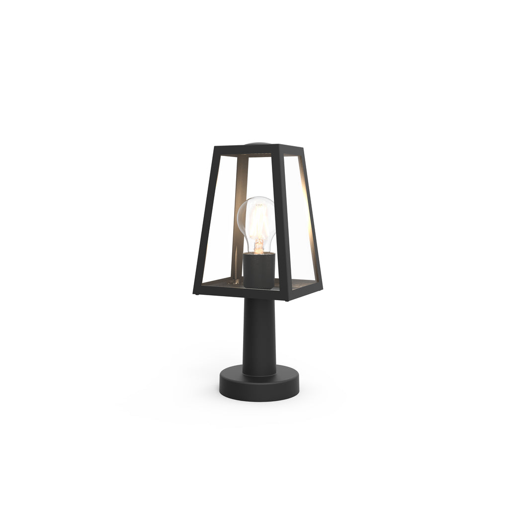 Our Louie lantern delivers on style and durability and is a smart choice for your exterior lighting. With its black matt heavy duty aluminum construction and glass panes, this post light is hardwearing and weatherproof.  For sophisticated yet robust outdoor lighting, our Louie black outdoor modern lantern post light is a strong contender.